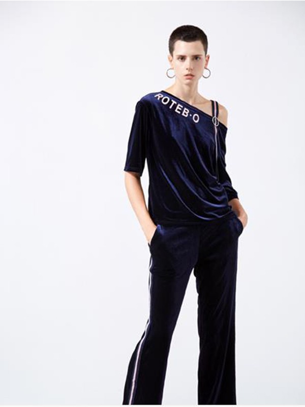 YDG女装2023春夏季藏蓝色唐装