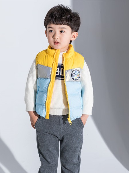 巴布豆童装2022秋冬季拼色马夹