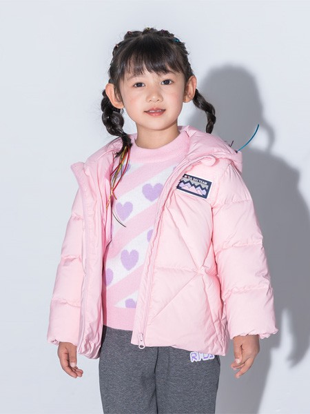 巴布豆童装2022秋冬季粉色棉服