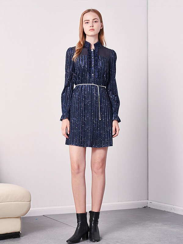 伊树女装2022秋冬季黑色连衣裙