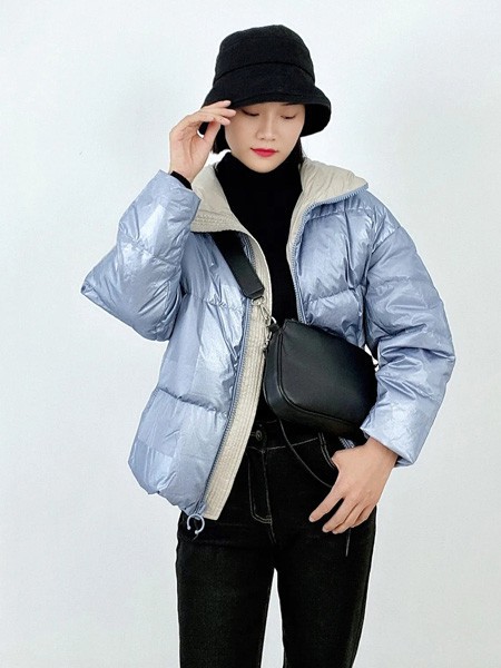 基弟女装2022秋冬季灰色羽绒服