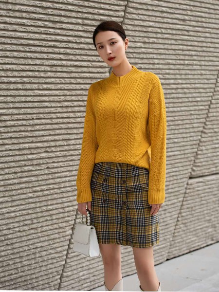 基弟女装2022秋冬季黄色毛衣