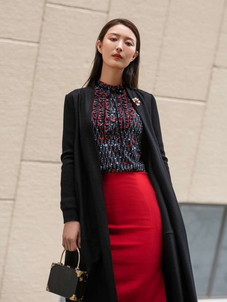 基弟女装2022秋冬季红色包臀裙