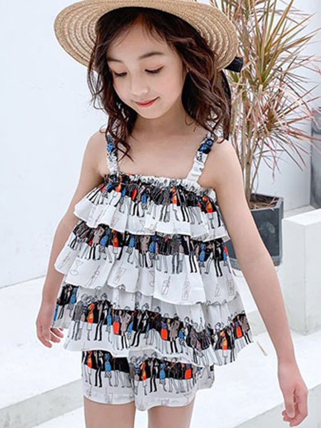 世纪童话童装2023春夏季白色吊带裙