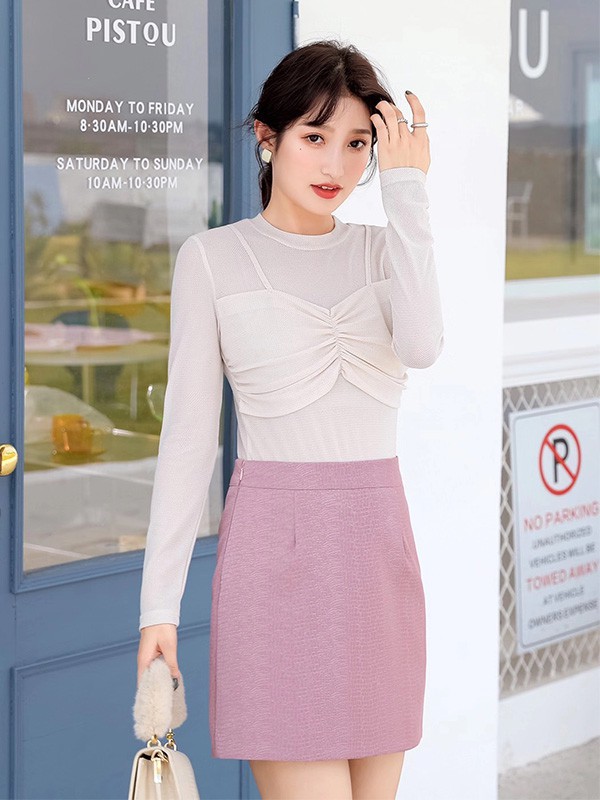 亘美女装2022秋冬季粉色包臀裙