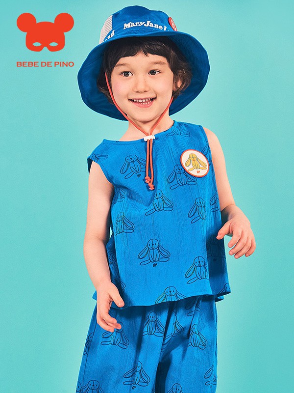 贝贝品诺童装2022春夏季蓝色背带裙