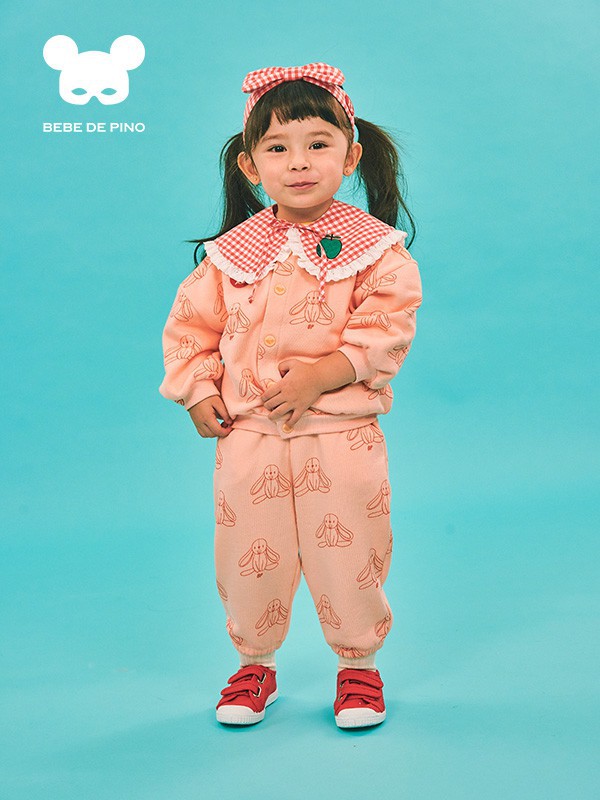 贝贝品诺童装2022秋冬季粉色阔腿裤