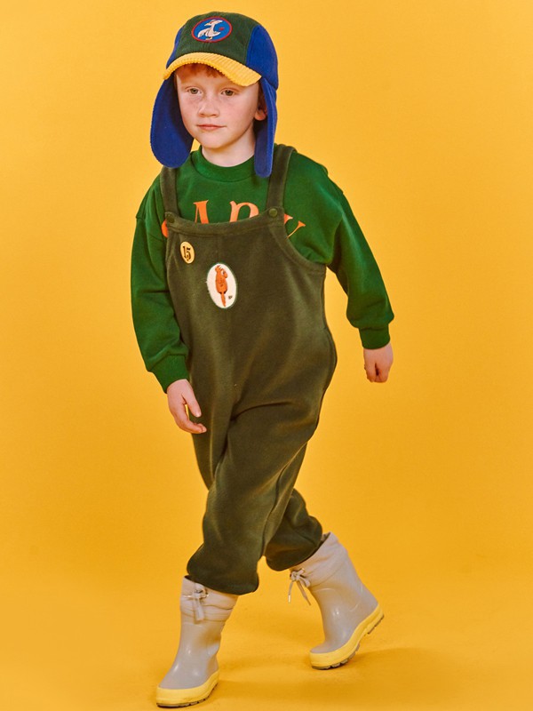 贝贝品诺2022秋冬季墨绿色背带裤