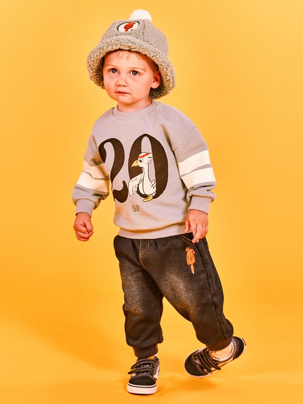 贝贝品诺童装2022秋冬季灰色T恤