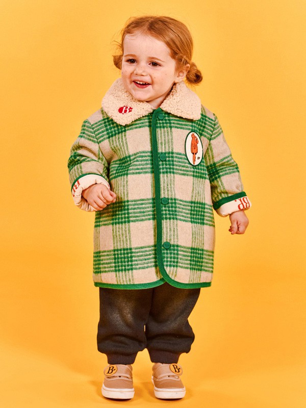 贝贝品诺童装2022秋冬季绿色大衣