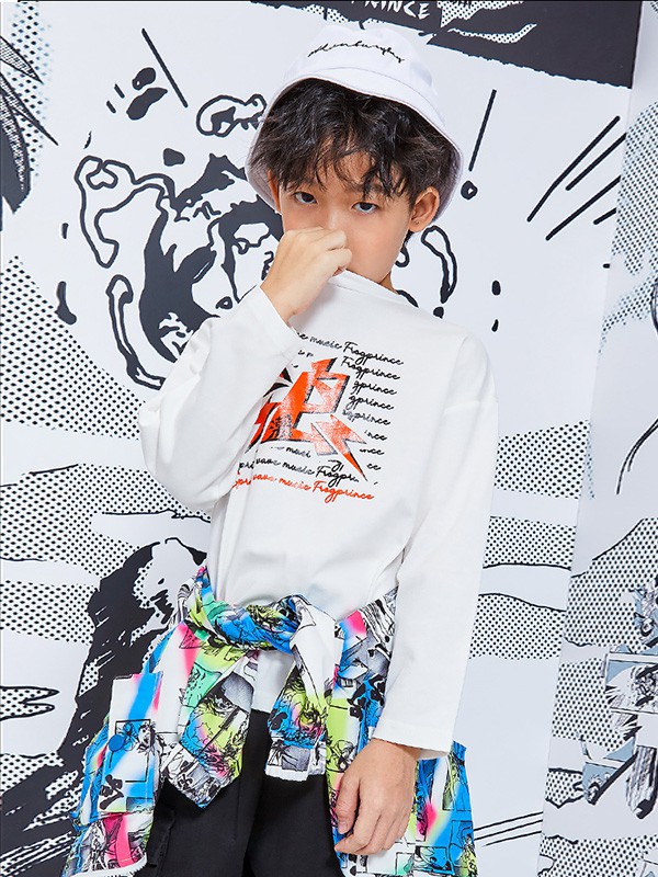 青蛙皇子童装2022秋冬季白色T恤