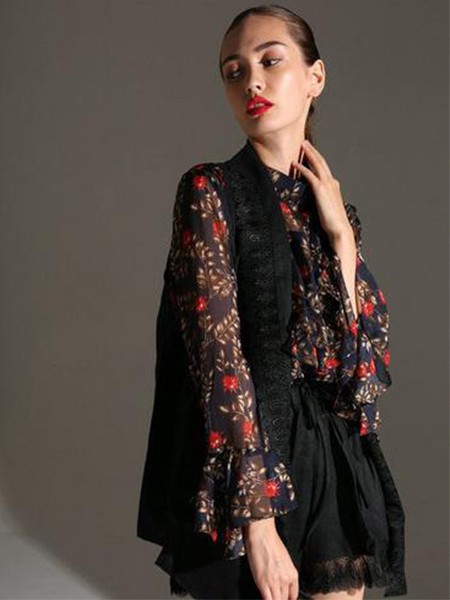 BOBO&TOTO女装2022秋冬季黑色衬衫