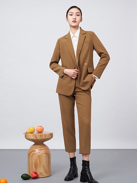 易菲女装2022秋冬季棕色西装裤