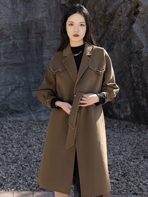 汀丁可2022秋冬季咖啡色大衣