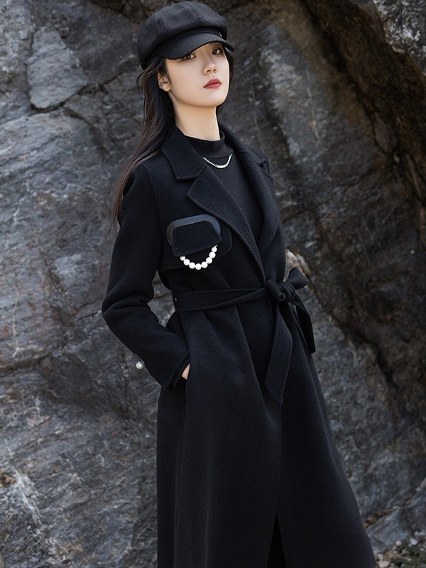 汀丁可2022秋冬季藏蓝色大衣