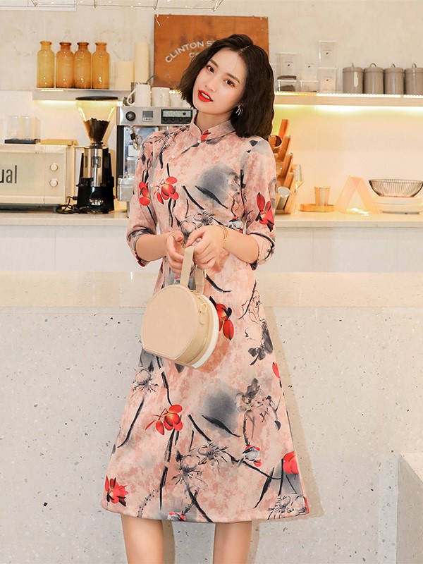 茉希女装2023春夏季米色连衣裙