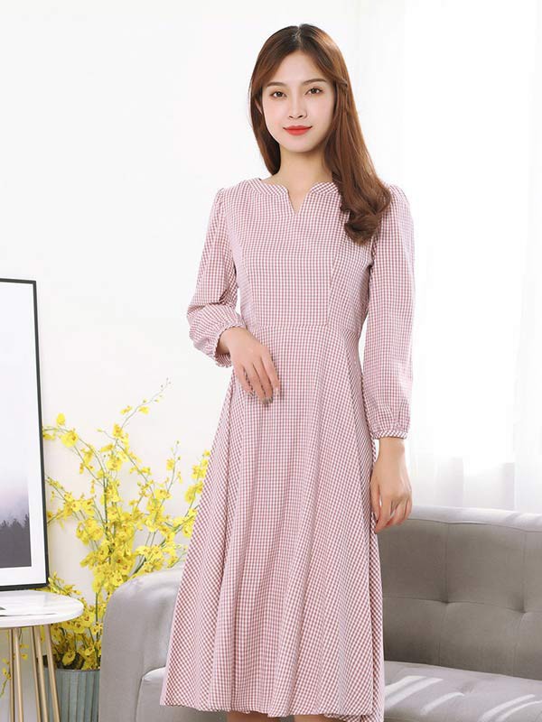 茉希女装2023春夏季粉色连衣裙