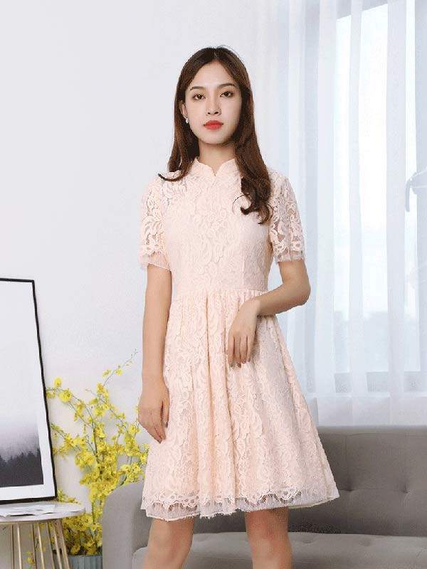 茉希女装2023春夏季粉色连衣裙