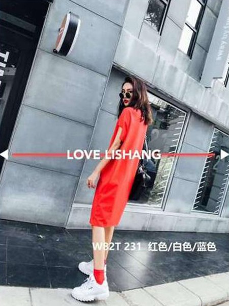 栗尚女装2022秋冬季红色连衣裙