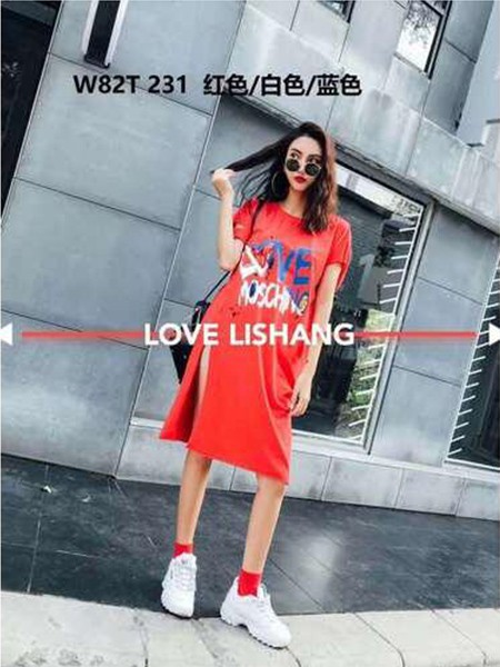 栗尚女装2022秋冬季红色连衣裙