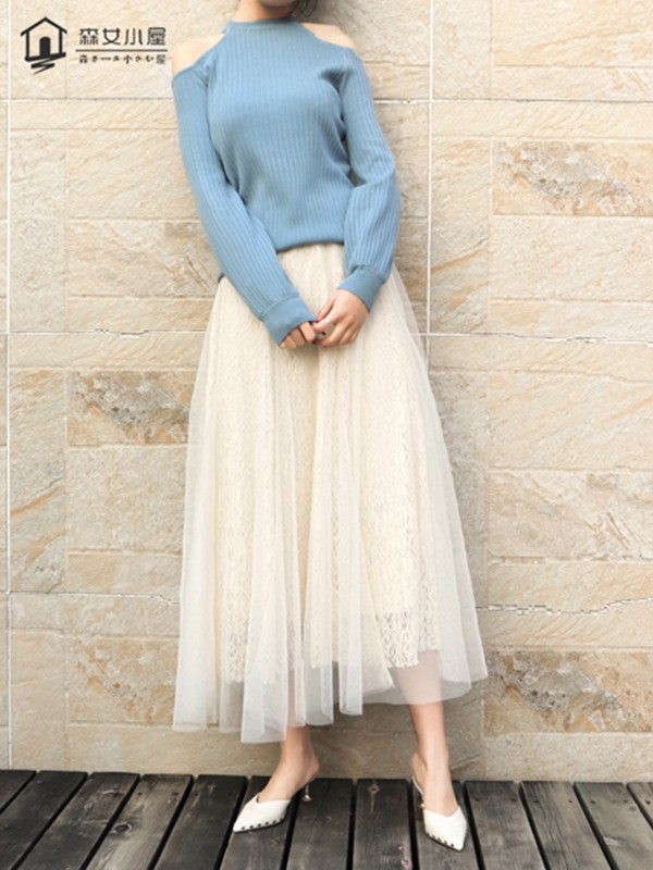 森女小屋女装2022秋冬季白色纱裙