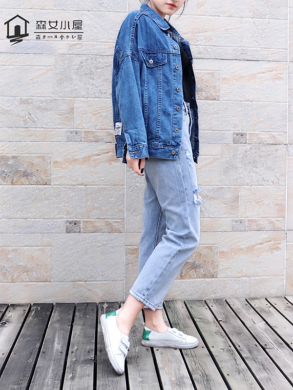 森女小屋女装2022秋冬季蓝色长裤