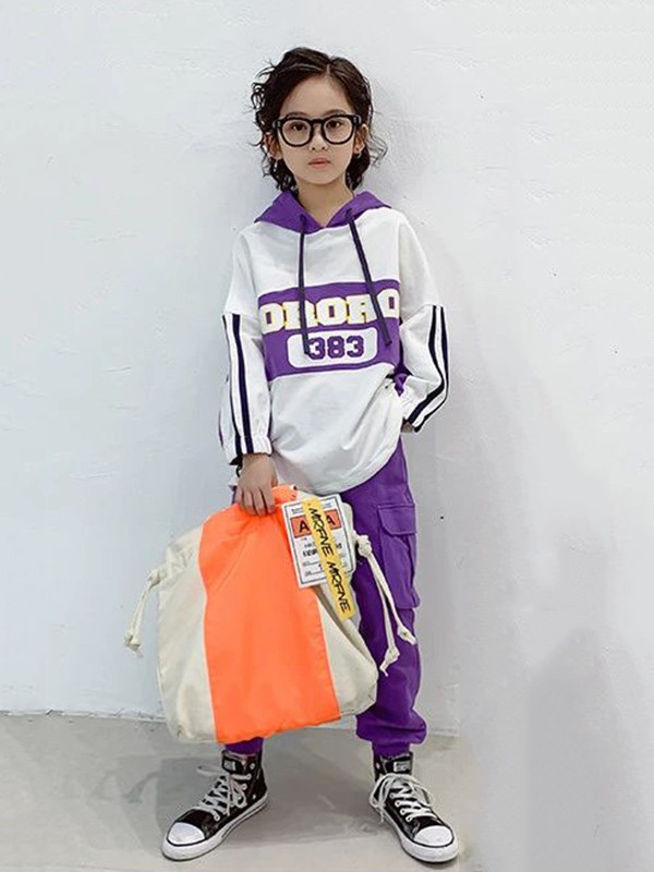 卡拉美童装2022秋冬季紫色长裤