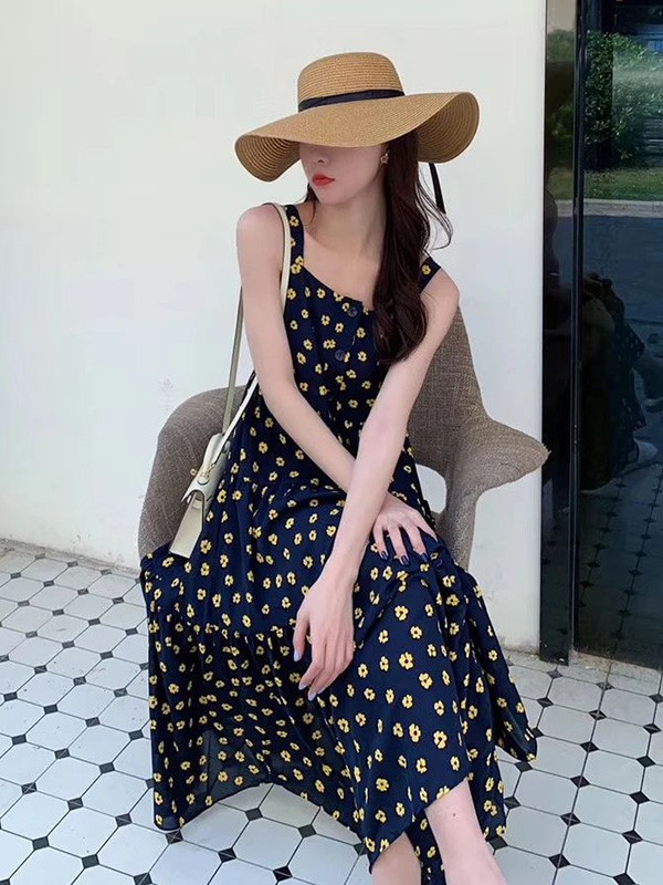 MHE女装2023春夏季黑色吊带裙