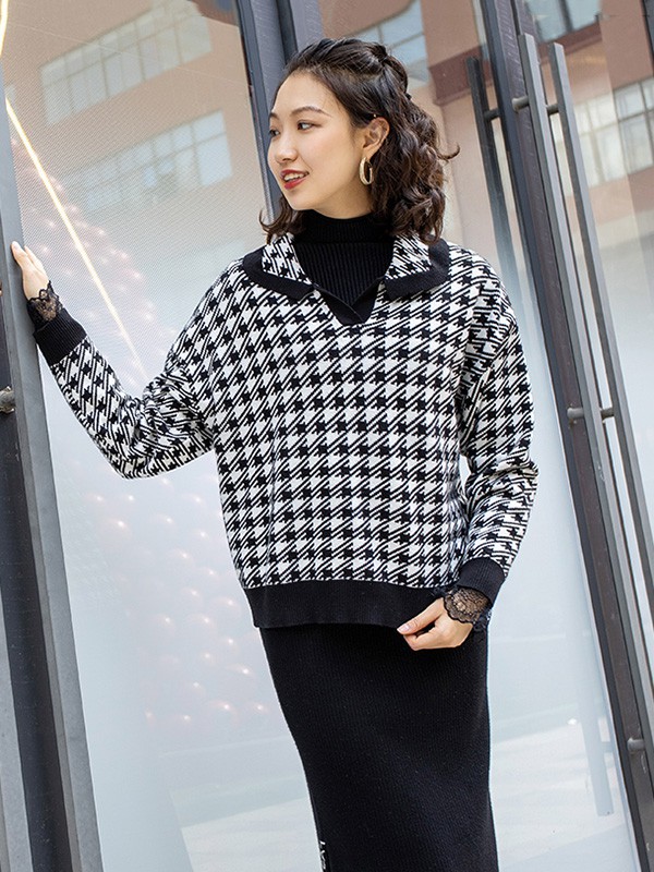 阿凡卓女装2022秋冬季黑色针织衫