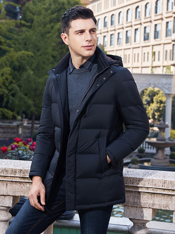 爱迪丹顿男装2022秋冬季黑色羽绒服