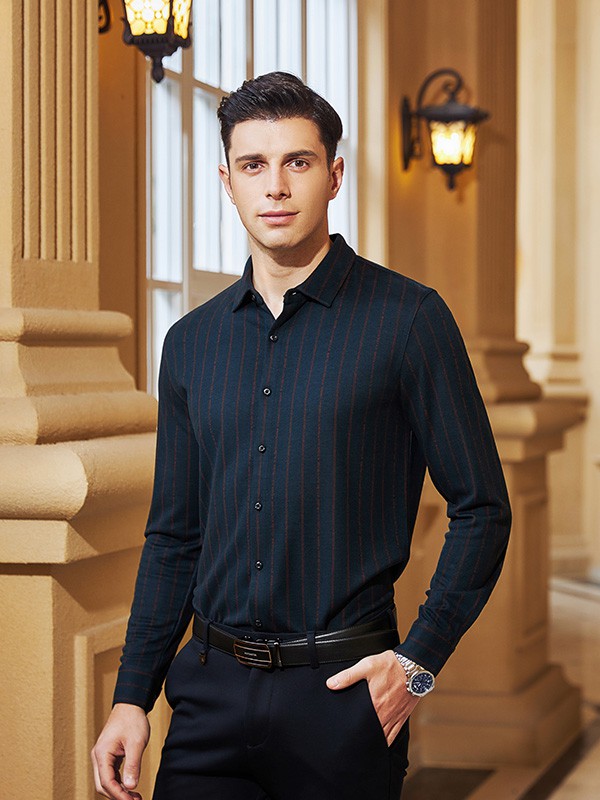 爱迪丹顿男装2022秋冬季黑色衬衫