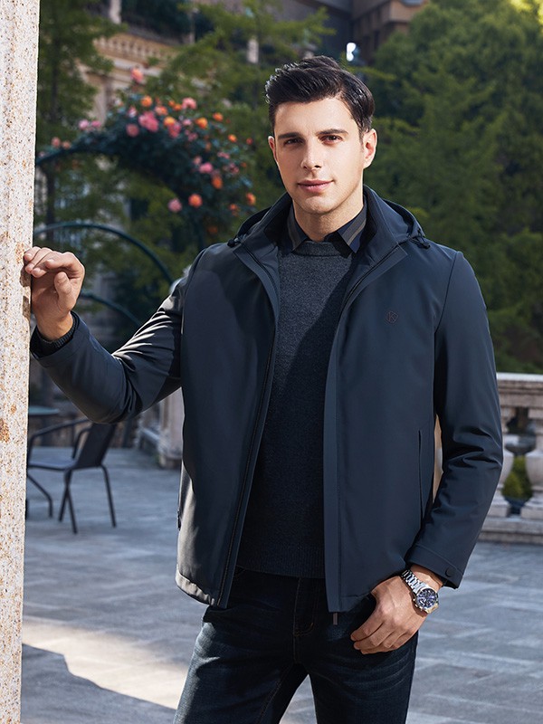 爱迪丹顿男装2022秋冬季藏蓝色外套