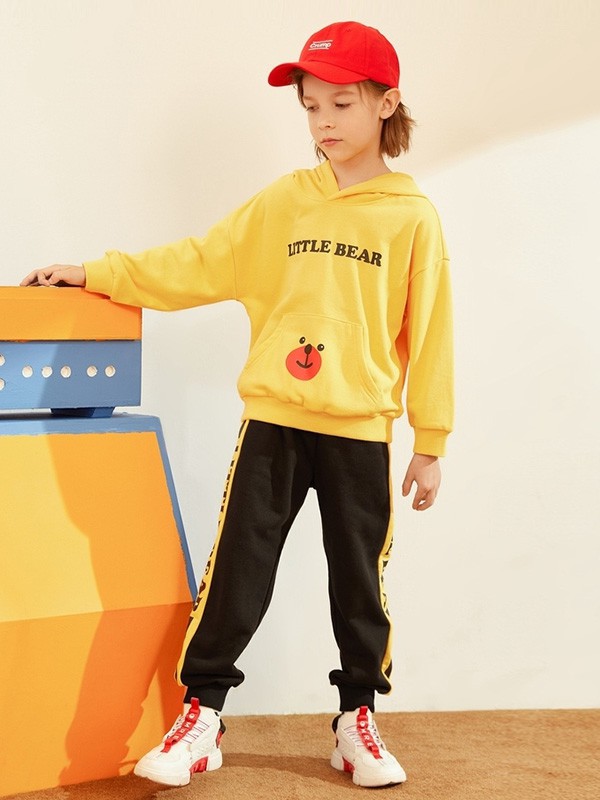 巴帝巴帝童装2022秋冬季黄色T恤