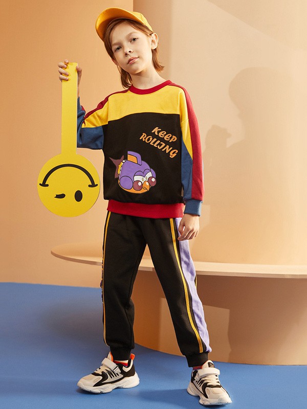 巴帝巴帝童装2021秋冬季黑色运动装