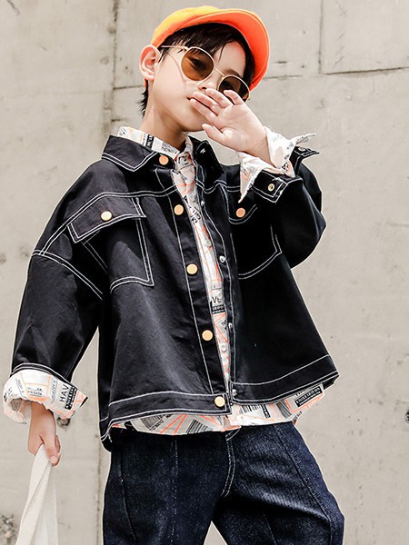 乔克叔叔童装2022秋冬季黑色外套