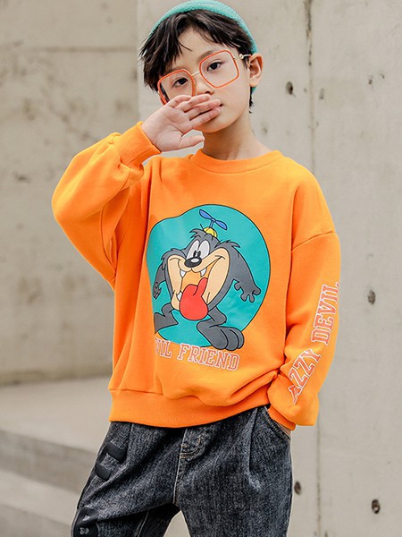 乔克叔叔童装2022秋冬季橙色T恤