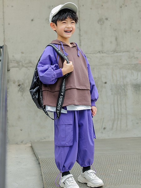 乔克叔叔童装2022秋冬季紫色运动装
