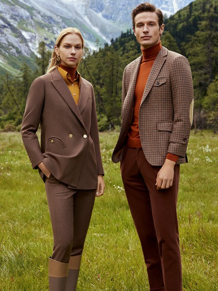 红领男装2022秋冬季咖啡色西装