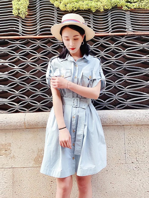 熙加女装2023春夏季灰色连衣裙