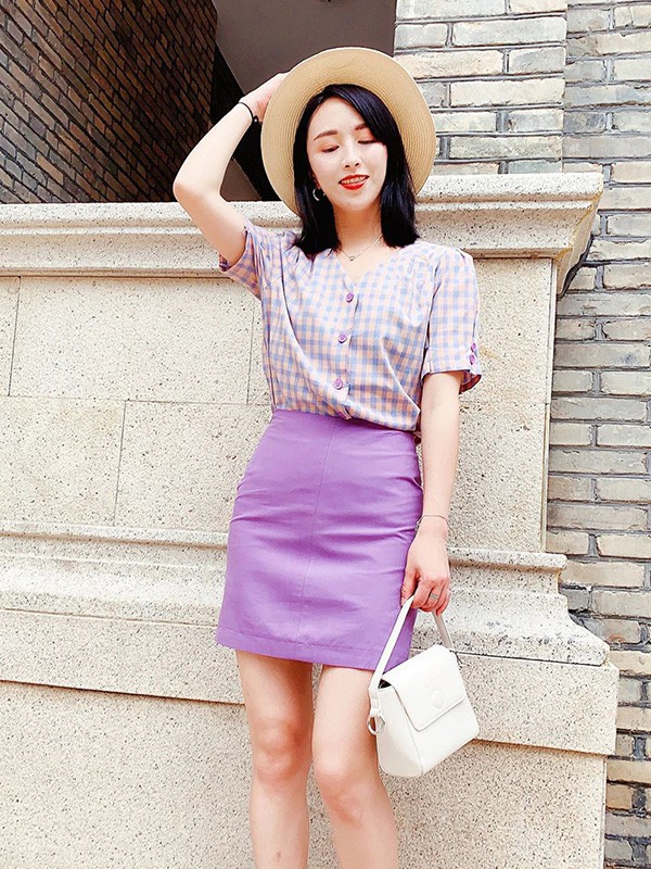 熙加女装2023春夏季紫色包臀裙