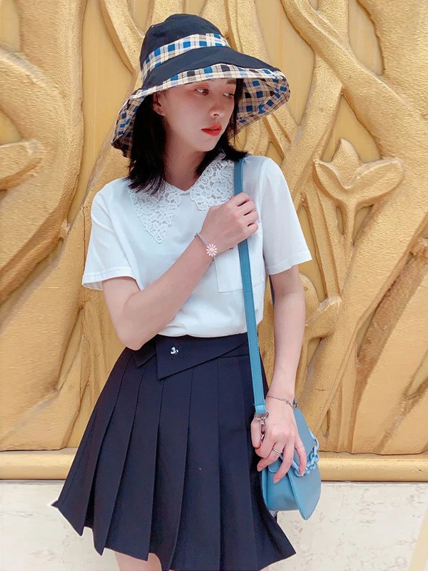 熙加女装2023春夏季黑色百褶裙