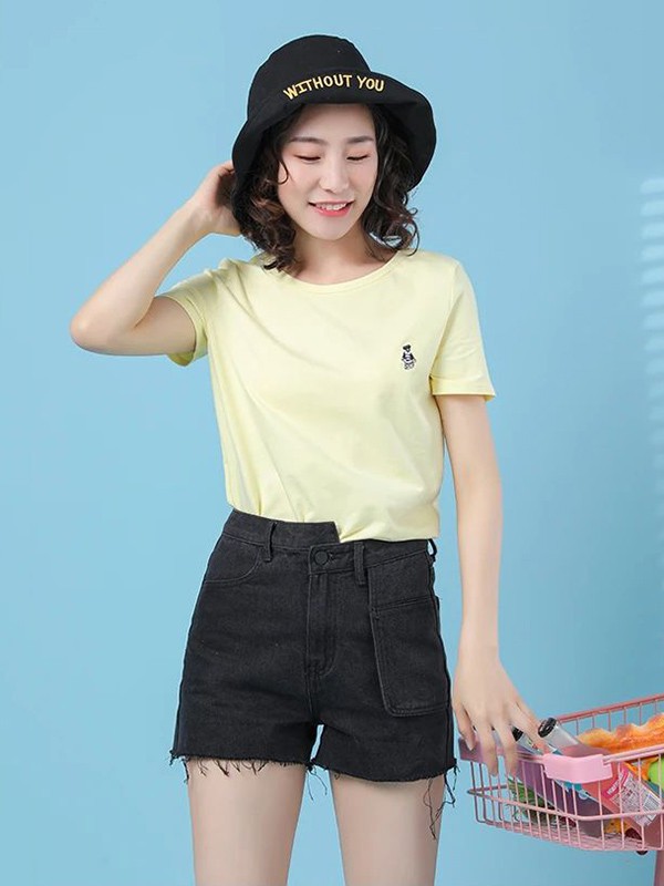 韩依瑞女装2023春夏季黄色T恤