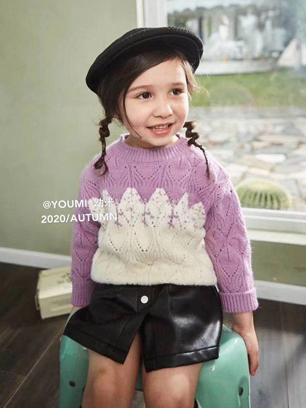 幼米童装2022秋冬季紫色T恤