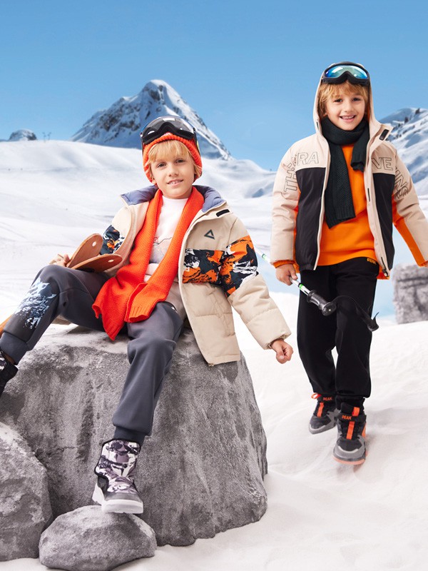 PEAK童装2022秋冬季白色羽绒服