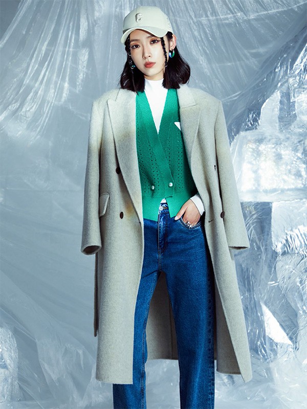 珞炫女装2022秋冬季绿色大衣