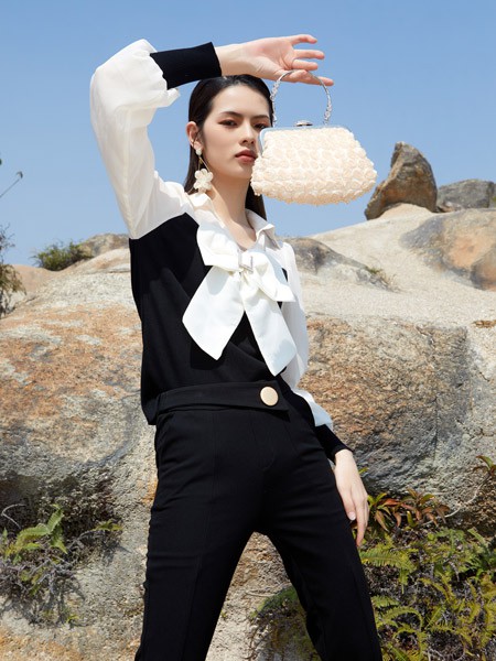 壹加唯弋女装2022春夏季黑色长裤