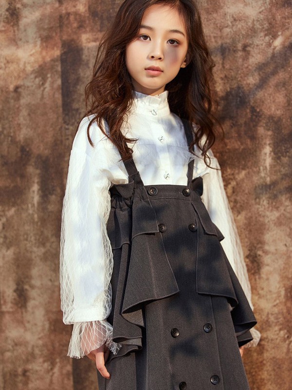 琦瑞德泽童装2022秋冬季黑色吊带裙