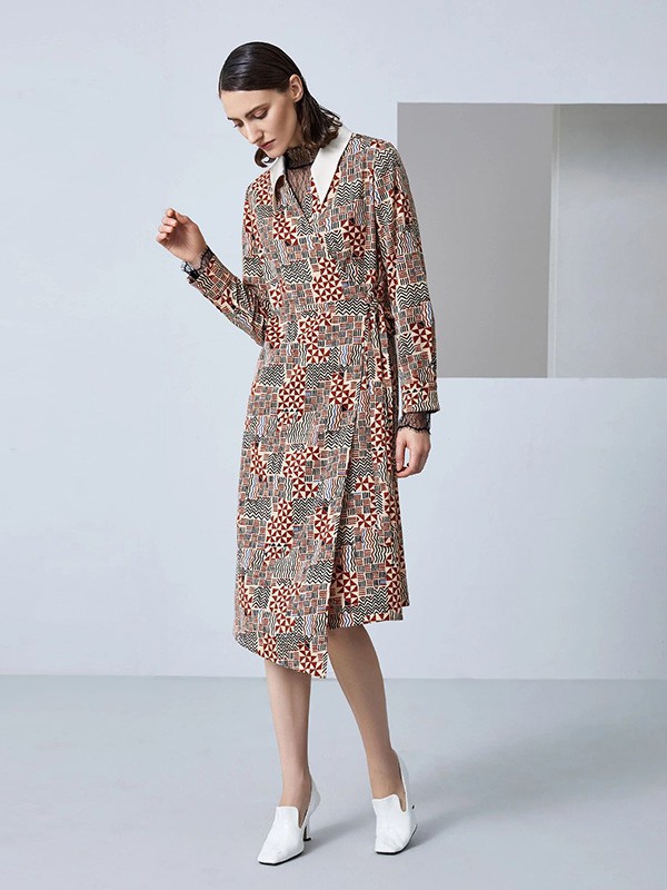 素匠女装2022秋冬季灰色连衣裙