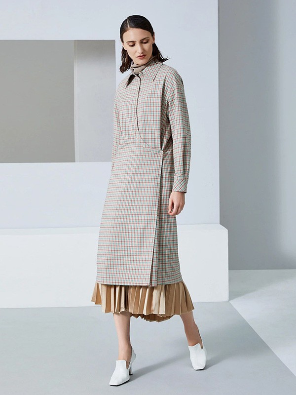 素匠女装2022秋冬季灰色连衣裙