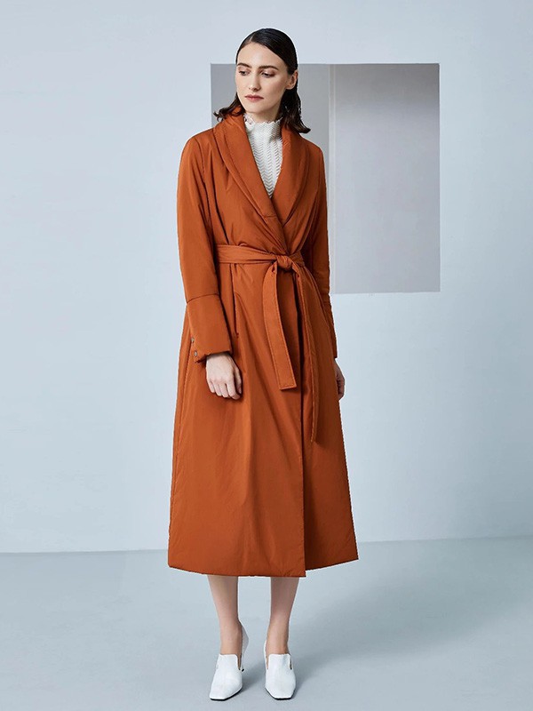 素匠女装2022秋冬季橙色大衣